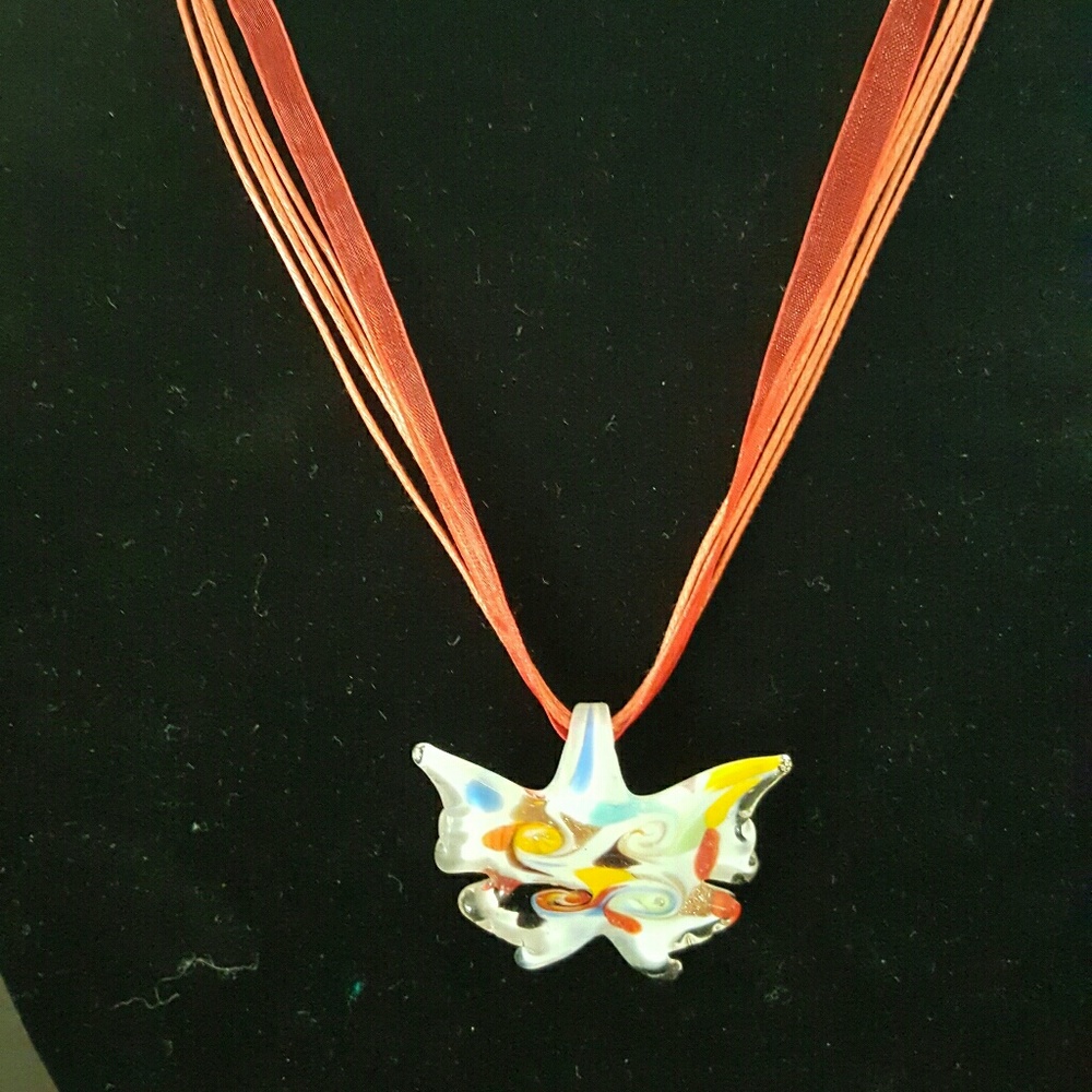 Multi-color Butterfly Glass Necklace